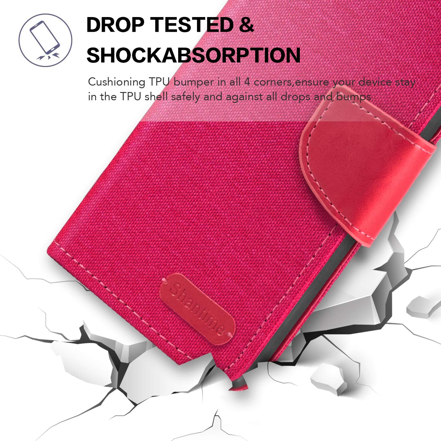 Shantime for Tecno Pop 5 LTE Case, Oxford Leather Wallet Case with Soft TPU Back Cover Magnet Flip Case for Tecno Pop 5 Rose