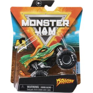 monster jam 2021 spin master 1:64 diecast monster truck with wheelie bar: show time dragon