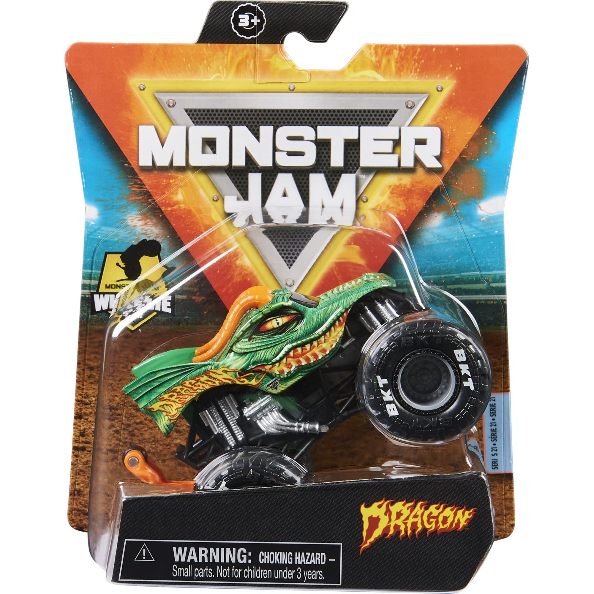 Monster Jam 2021 Spin Master 1:64 Diecast Monster Truck with Wheelie Bar: Show Time Dragon