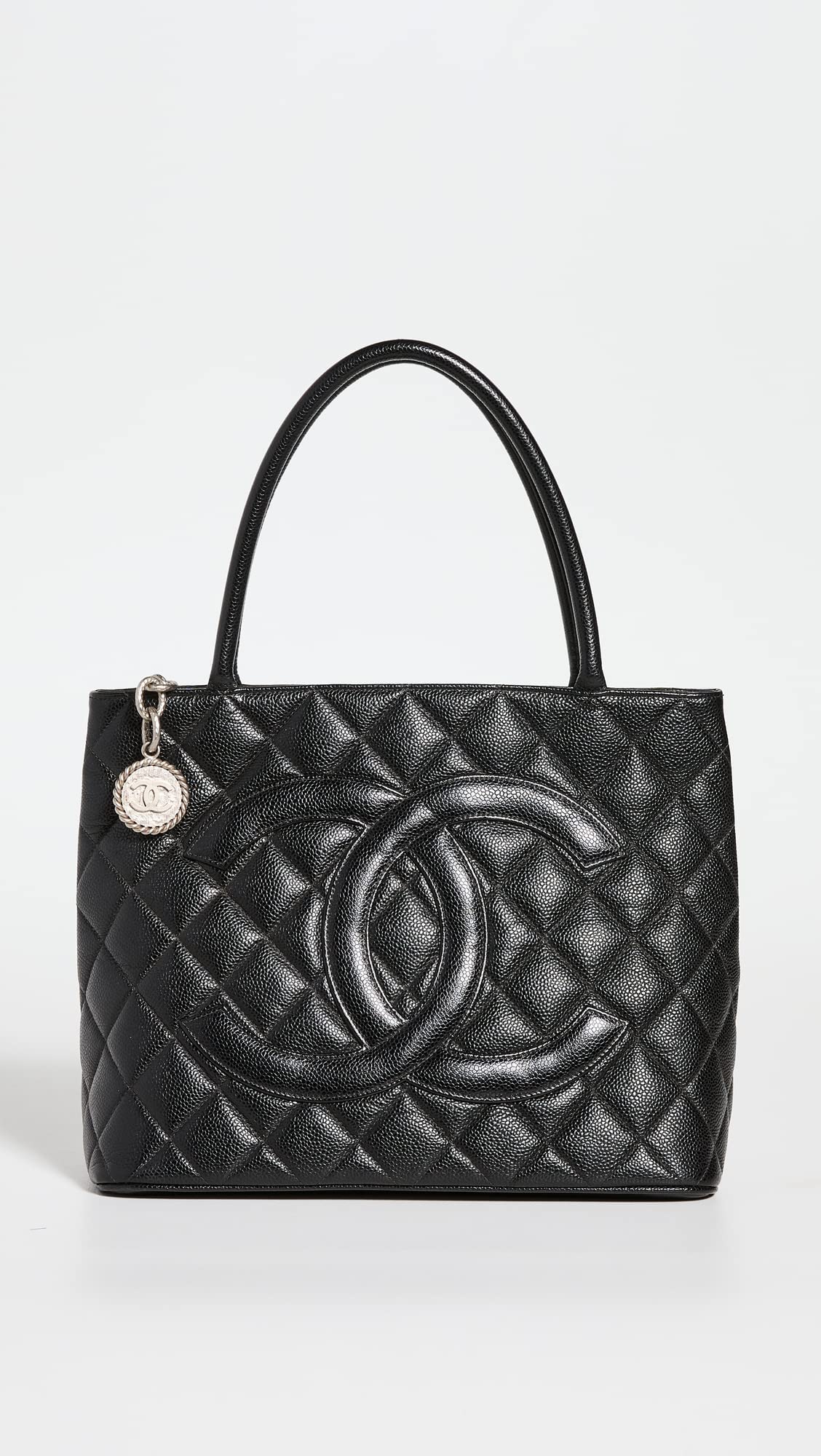 CHANEL Women's Pre-Loved Medallion Tote, Caviar, Black, One Size