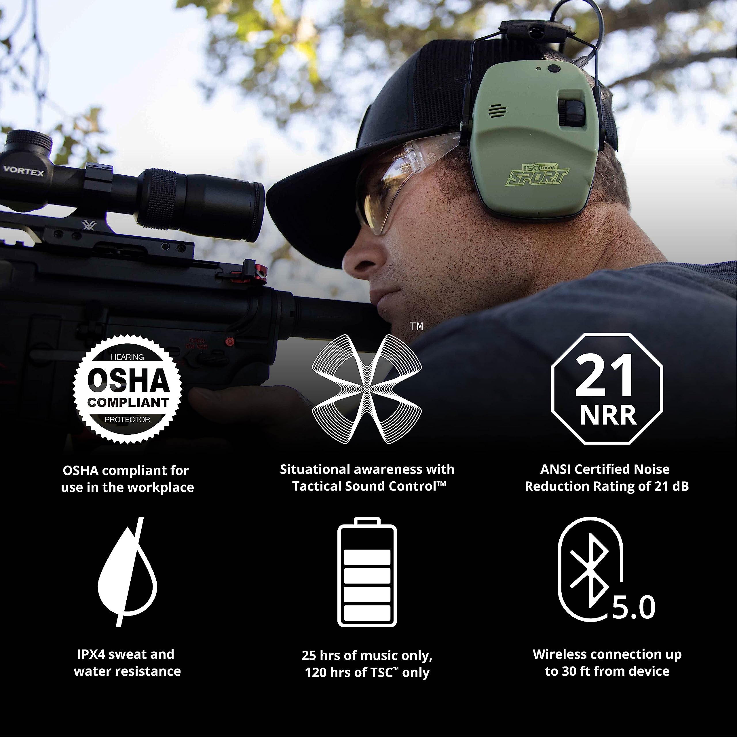 ISOtunes Sport DEFY Slim Earmuffs: Bluetooth Hearing Protection for Shooting