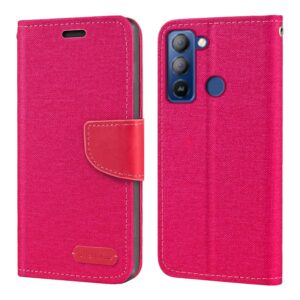 shantime for tecno pop 5 lte case, oxford leather wallet case with soft tpu back cover magnet flip case for tecno pop 5 rose