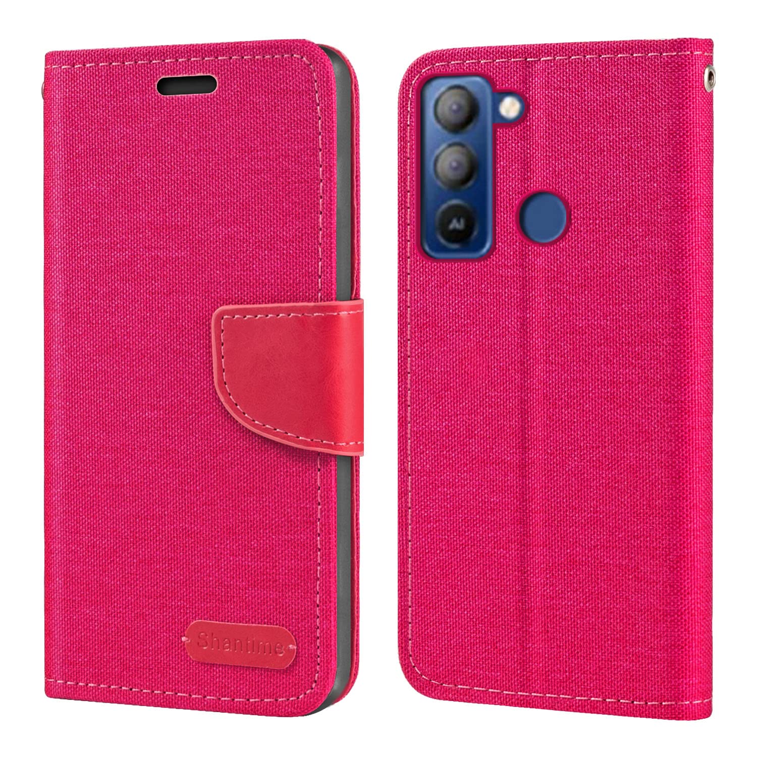 Shantime for Tecno Pop 5 LTE Case, Oxford Leather Wallet Case with Soft TPU Back Cover Magnet Flip Case for Tecno Pop 5 Rose