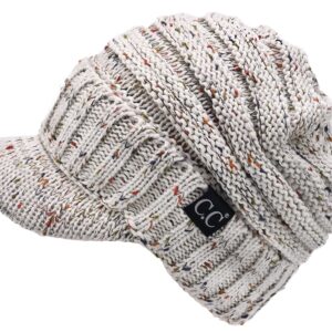 C.C Trendy Warm Oversized Chunky Soft Oversized Ribbed Slouchy Knit Hat with Visor Brim (Oatmeal)