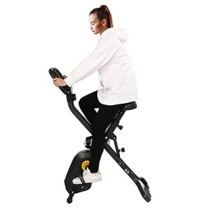 NA Home Folding Exercise Bike Black with Electronic Instrument Panel Display Function Exercise Bike Oversized seat Cushion Fitness Exercise Bike