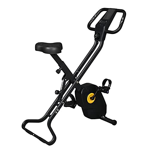 NA Home Folding Exercise Bike Black with Electronic Instrument Panel Display Function Exercise Bike Oversized seat Cushion Fitness Exercise Bike