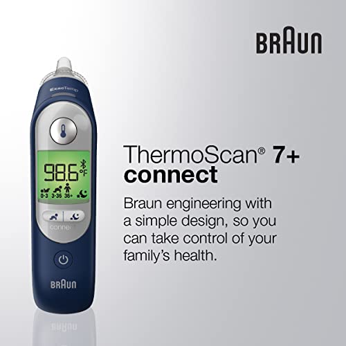 Braun ThermoScan 7 Digital Ear Thermometer, Family Care App Compatible, Age Precision Technology, Color-Coded Digital Display, Baby and Infant Friendly, No. 1 Brand Recommended by Pediatricians