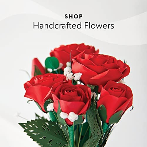 Lovepop Handcrafted Paper Flower Bundle, 6 Stemmed Roses, 5” x 7” – Happy Valentine’s Day Greeting Card, 3D Pop Up Card, Romantic Anniversary Present, Cards for Her, Roses Bouquet, Flower Delivery