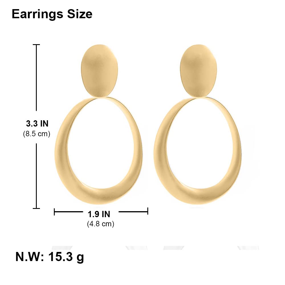 Matte Gold Big Hoop Clip On Earrings for Women Disc Dangle Clip Earrings for Women Gift