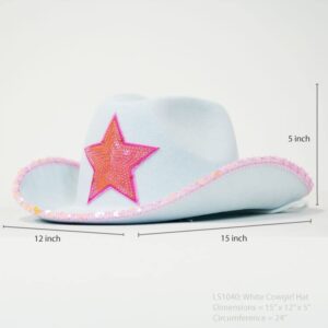 LEMONSODA Cowboy Hats - Western Cowgirl Hats for Women (White Cowgirl Hat)