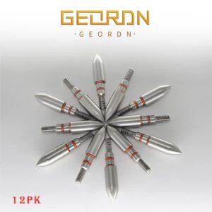 100/125/150/175/200 Grains Stainless Steel Field Points Practice Archery Arrow Target Bullet Point Combo Point 12 PCS (R 19/64"-125 Grains)