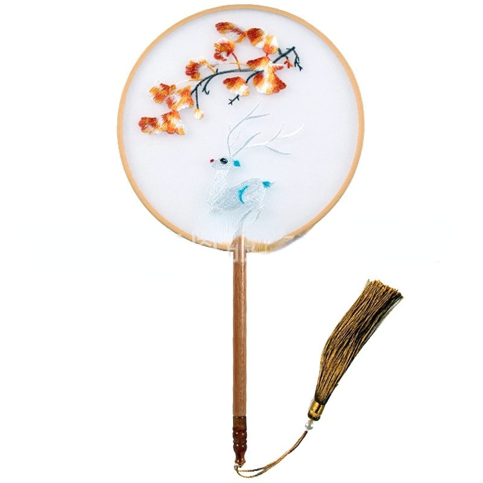 luckymeet Antique Transparent Embroidery Round Fan Suzhou Embroidery Hanfu Palace Fan Female Chinese Fan Classical Dance Cheongsam Round Fan DX-204