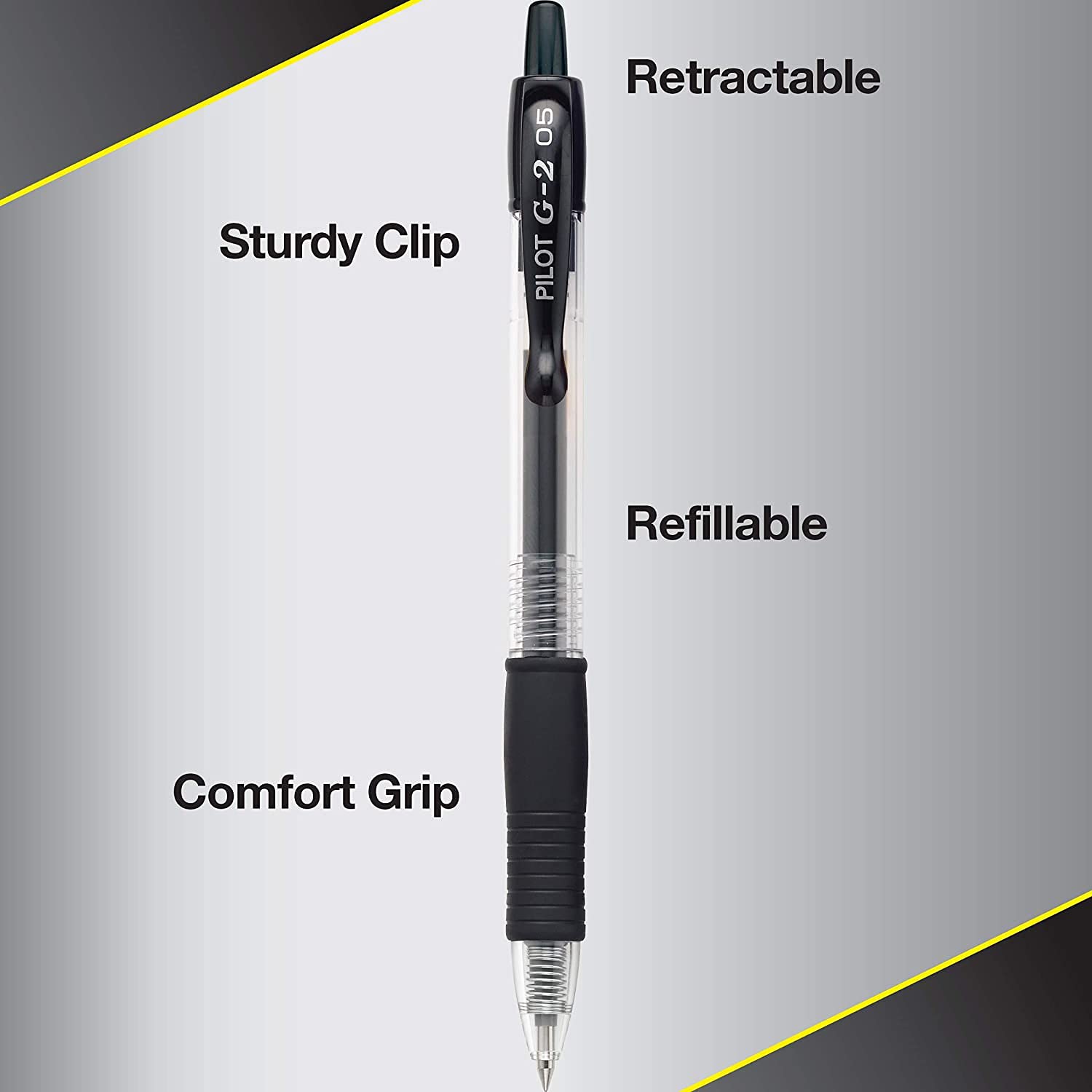 PILOT G2 Premium Refillable & Retractable Rolling Ball Gel Pens, Extra Fine Point, Black Ink, 6 pack