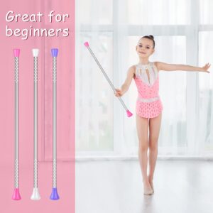 ELECLAND 3Pcs Twirling Batons and 2Pcs Dance Ribbon Wands, 21Inch Kids' Gymnastics Twirling Baton Dance Baton for Artistic Dance, Baton Twirling