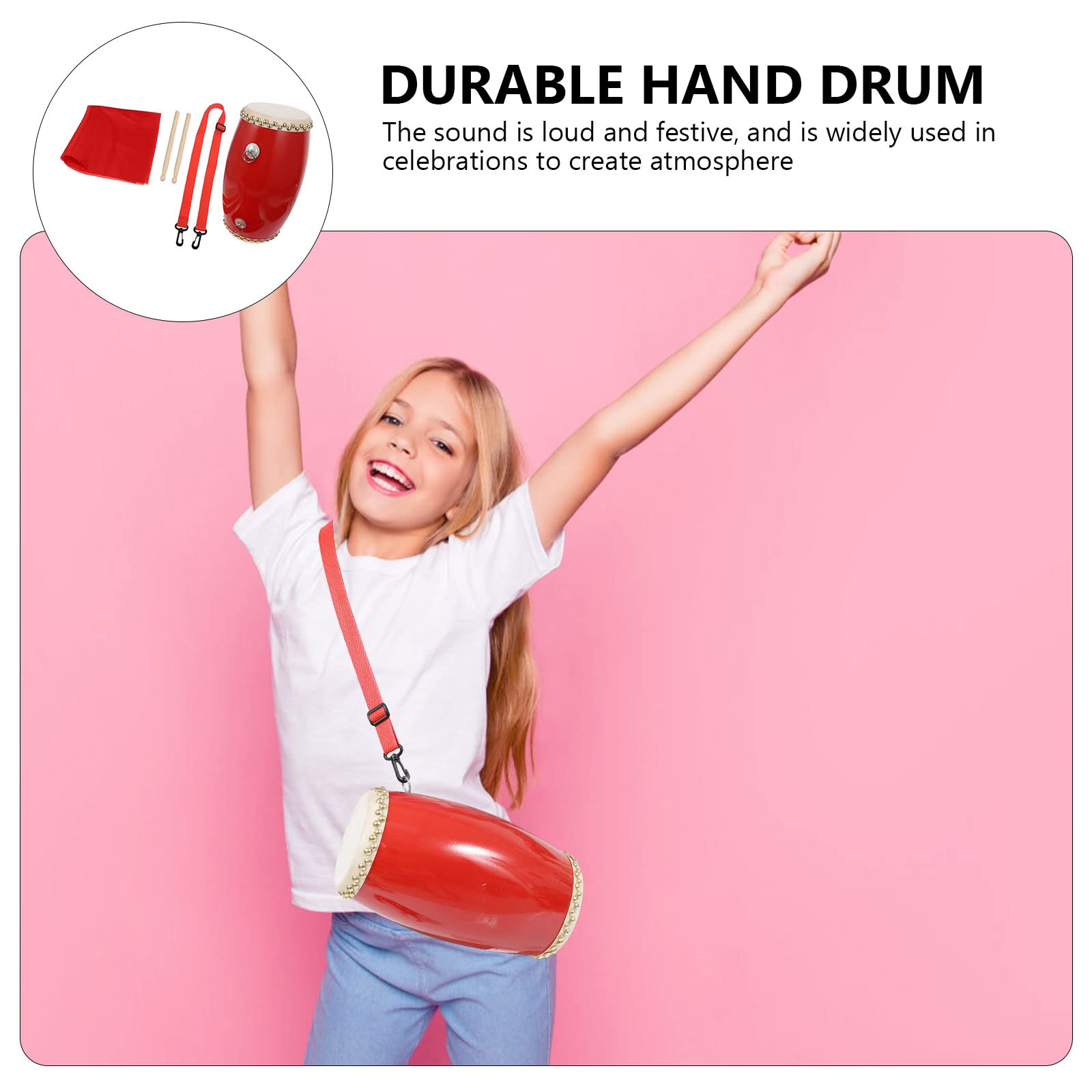 MILISTEN 1 Set Portable Waist Drum Hand Drum for Celebration Performance