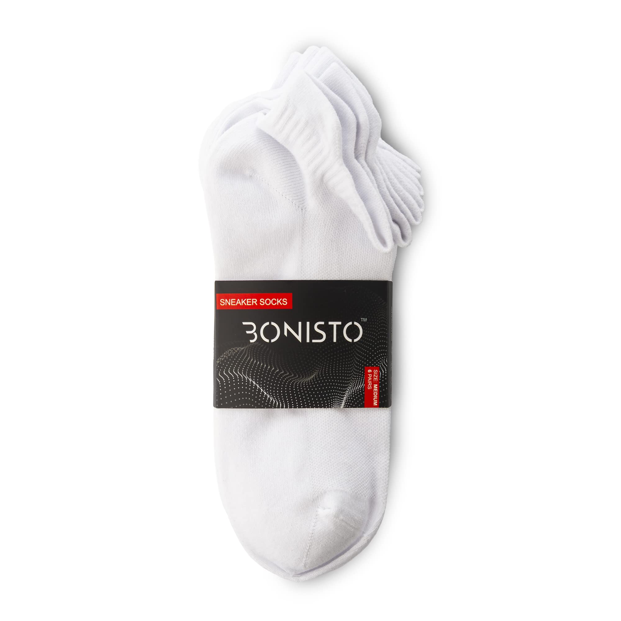 BONISTO Cotton Ankle Socks - 6 Pairs Mens Athletic Low Cut Socks - Soft Sneaker Socks (Medium, White)