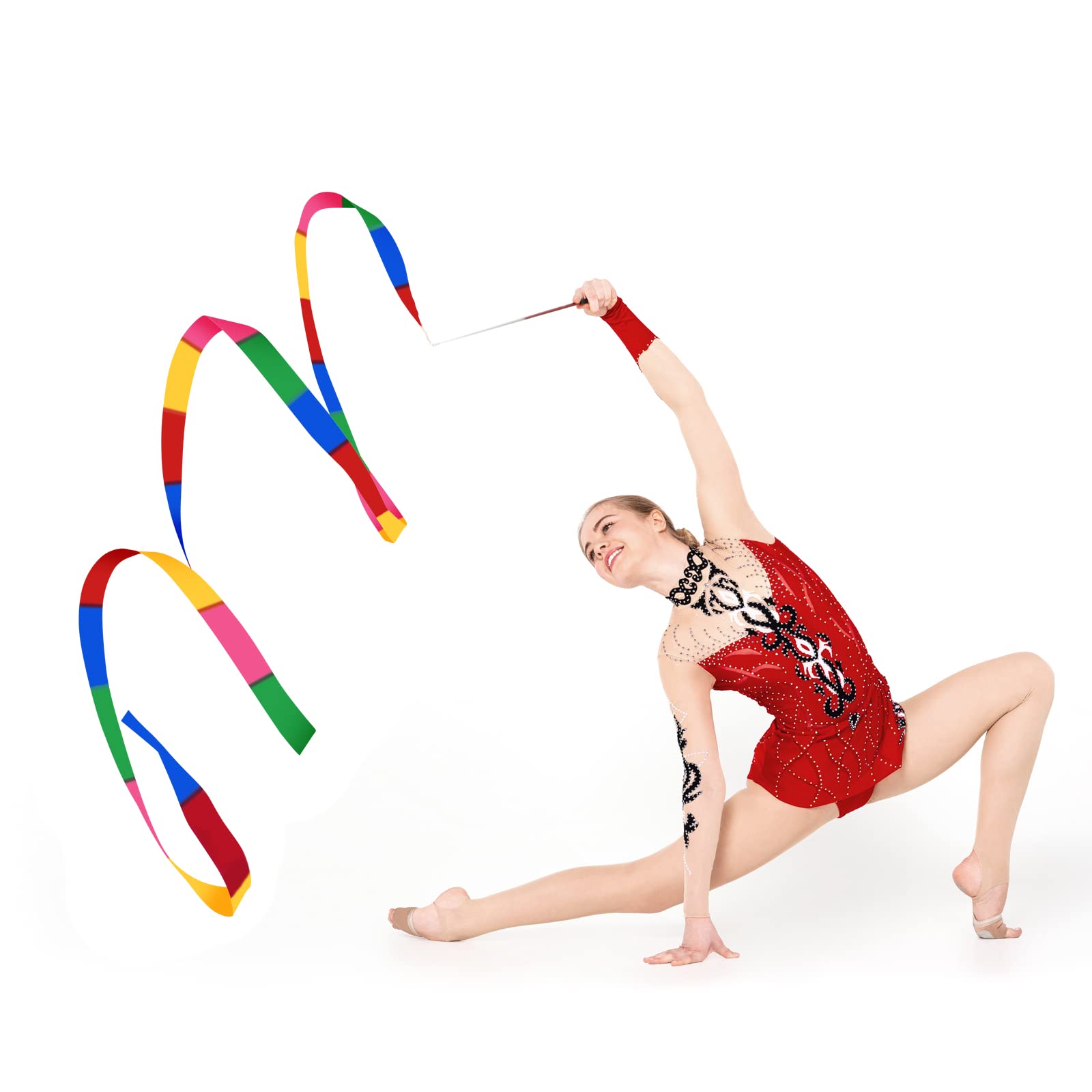 ELECLAND 3Pcs Twirling Batons and 2Pcs Dance Ribbon Wands, 21Inch Kids' Gymnastics Twirling Baton Dance Baton for Artistic Dance, Baton Twirling