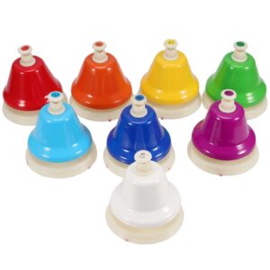 MOUYAT 8 Notes Music Desk Hand Bell, Colorful Diatonic Metal Hand Bells, Chromatic Music Table Bells Musical Instruments for Practice, Birthday Party, Wedding, Elegant Holiday Gift