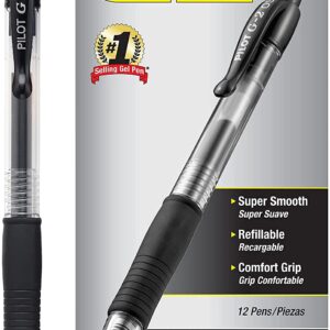 PILOT G2 Premium Refillable & Retractable Rolling Ball Gel Pens, Extra Fine Point, Black Ink, 6 pack