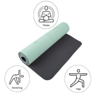 Yoga Mat with Alignment Marks - Lightweight Exercise Mat with Carry Strap for Home Workout or Travel by Wakeman Outdoors (Mint and Black)