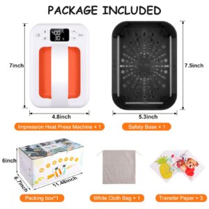 Legooin Heat Press Machine for T-Shirts, 7" × 4.8" Portable Fast Heat-up Easy Press with Precise Temperature Control, Features Insulated Safety Base and Auto-Shut Off, Orange