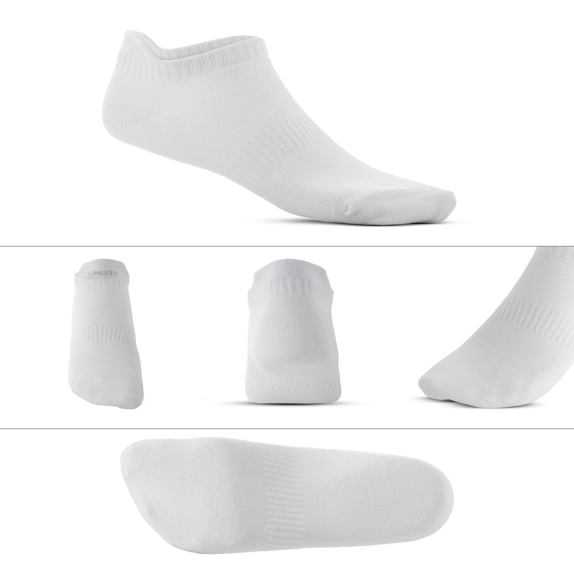 BONISTO Cotton Ankle Socks - 6 Pairs Mens Athletic Low Cut Socks - Soft Sneaker Socks (Medium, White)