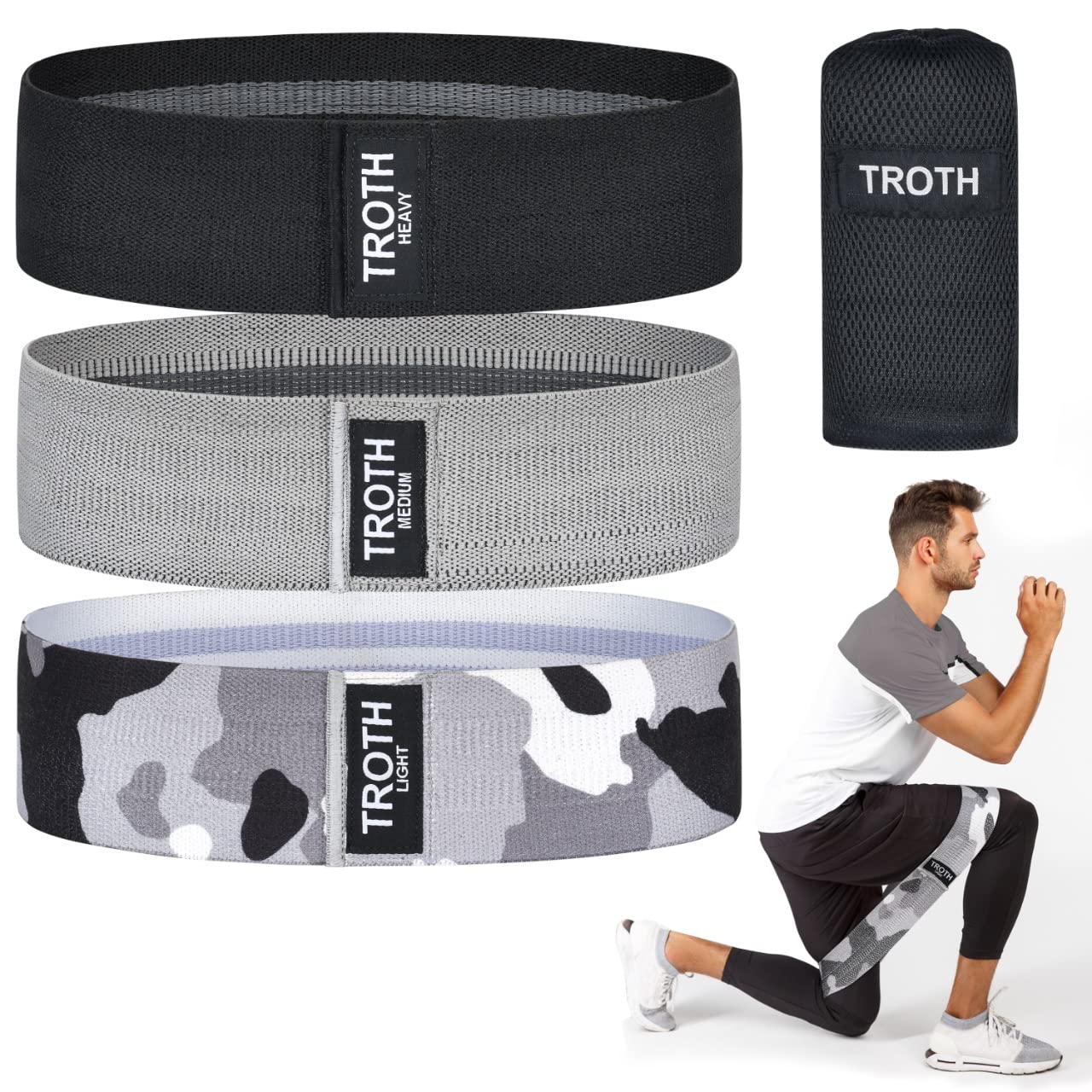 TROTH Resistance Bands Set - Resistance Band Women, Booty Exercise Band, Resistance Bands Set Men, Home Gym Strength Training Equipment, Fitness Accessories for Pilates, Squat, Yoga & Pull Up Workout