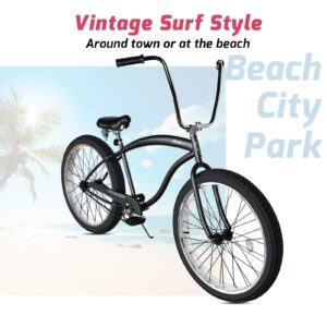 Tracer Avalon Beach Cruiser Bike for Adults, 26/29 Inch Wheels, 3.0/4.0 Fat Tire,1/7 Speed, Complete Cruiser Bike. (1 Speed Matte Black, 29''x3.0 Tire)