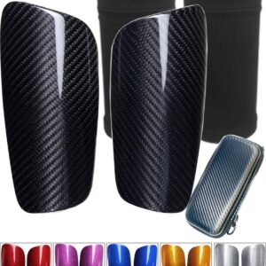 Carbon Fiber Soccer Shin Guards, with Portable Carrying Case, Super Strong, Ultra Light, Shock Resistance, Air Permeability, Suitable for Adult, Youth, Kid, Effective Protection