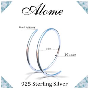 Tiny Silver Double Hoop Nose Ring - Spiral Nose Ring 20 Gauge Snug Double Nose Piercing Thin Nose Piercings Hoops