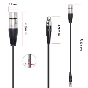 XMSJSIY Mini Female XLR to XLR Female Audio Cable Adapter 3 Pin XLR to Mini 3 Pin XLR Microphone Cable Wire for Lavalier Mic Camera-1 Pcs (Mini XLR Female to XLR Female)