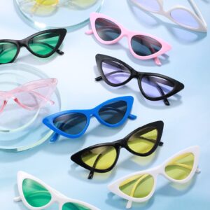 20 Pack Retro Vintage Narrow Cat Eye Sunglasses for Women Colorful Party Sunglasses Cat Eye Neon Sunglasses Plastic Frame Skinny Sunglasses Unisex Triangle Glasses Women's Sunglasses Party Favors