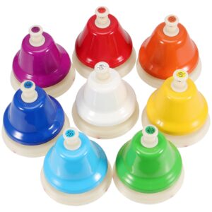 mouyat 8 notes music desk hand bell, colorful diatonic metal hand bells, chromatic music table bells musical instruments for practice, birthday party, wedding, elegant holiday gift