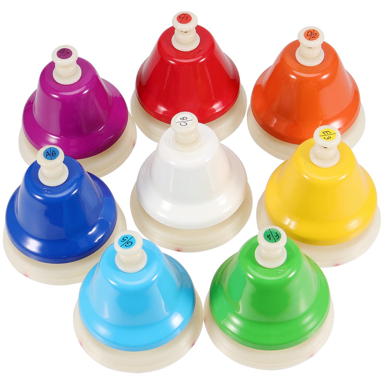 MOUYAT 8 Notes Music Desk Hand Bell, Colorful Diatonic Metal Hand Bells, Chromatic Music Table Bells Musical Instruments for Practice, Birthday Party, Wedding, Elegant Holiday Gift