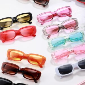 24 Pairs Rectangle Sunglasses y2k Sunglasses Small Square Sunglasse Retro Sunglasses for Women Men Neon Sunglasses Vintage Rectangular Narrow Sun Glasses Y2k Eyewear, 12 Styles