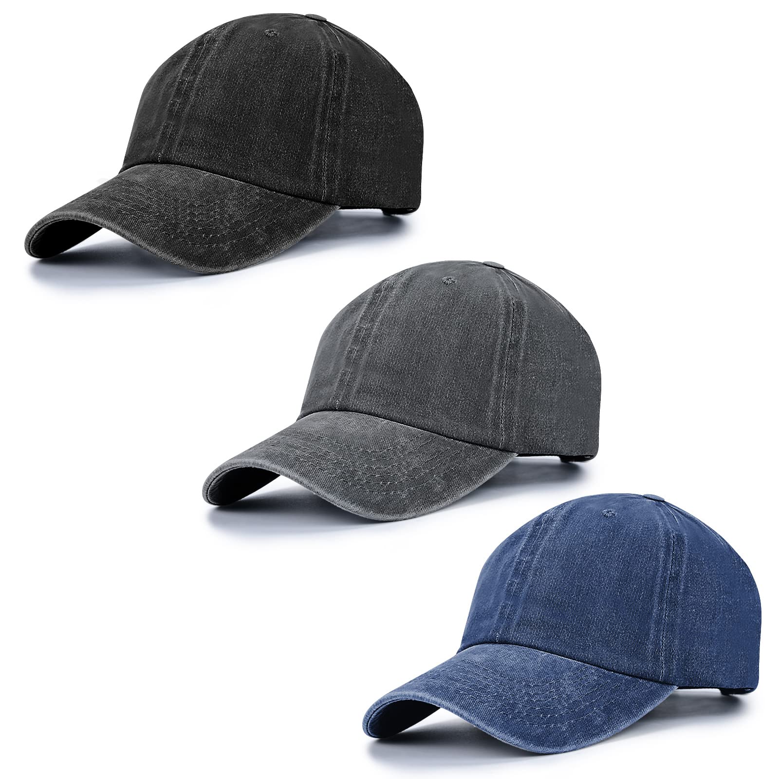 3 Pack Unisex Vintage Washed Distressed Baseball-Cap,Retro Adjustable Dad Hats,Baseball Hat for Men Women