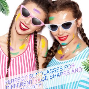 20 Pack Retro Vintage Narrow Cat Eye Sunglasses for Women Colorful Party Sunglasses Cat Eye Neon Sunglasses Plastic Frame Skinny Sunglasses Unisex Triangle Glasses Women's Sunglasses Party Favors