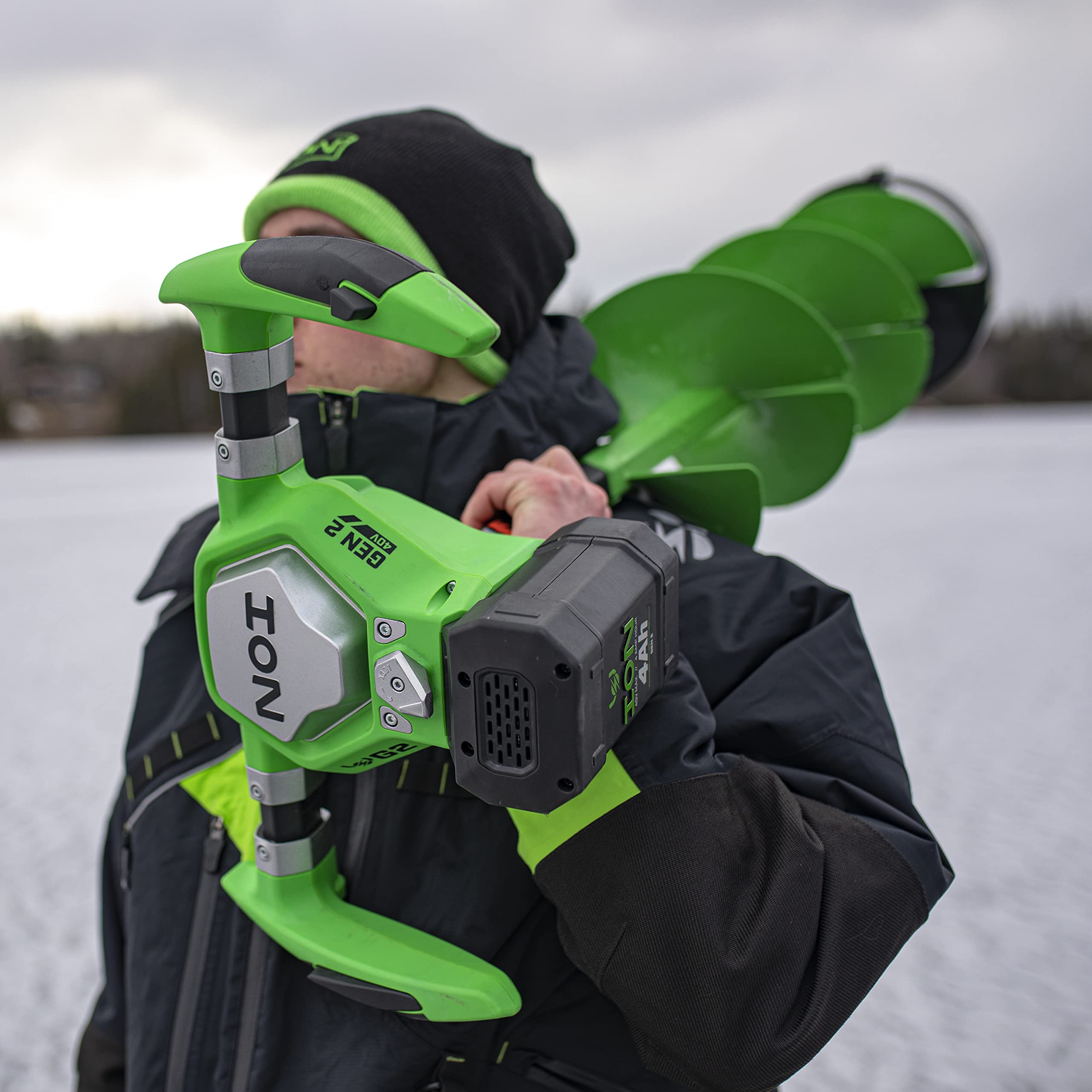 Ion G2 10" Electric Power Ice Fishing Auger with Two High Performance 4Ah 40V MAX Gen 2 Lithium Batteries