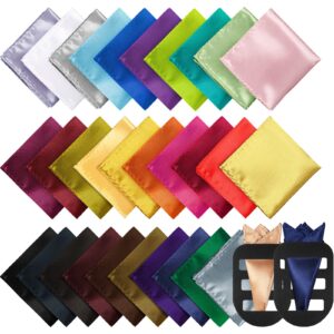 60 pcs handkerchiefs men pocket square handkerchief assorted solid color satin handkerchiefs with 2 pieces pocket squares holder for wedding party decoration