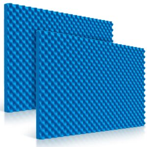 ydhtdlhc 2 pack acoustic foam panels 24" x 48" x 2" egg crate foam pad sound proof foam panels studio foam wall panels noise dampening foam wedges decoration tiles for office, home or theater - blue