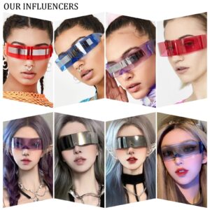 Dollger Futuristic Sunglasses Space Cyclops Wrap Around Glasses Rimless Translucent Mirrored Lens