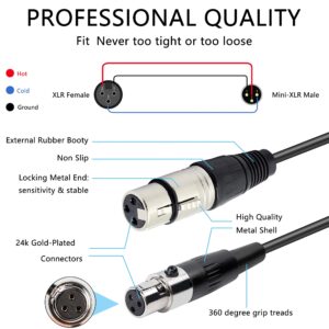 XMSJSIY Mini Female XLR to XLR Female Audio Cable Adapter 3 Pin XLR to Mini 3 Pin XLR Microphone Cable Wire for Lavalier Mic Camera-1 Pcs (Mini XLR Female to XLR Female)