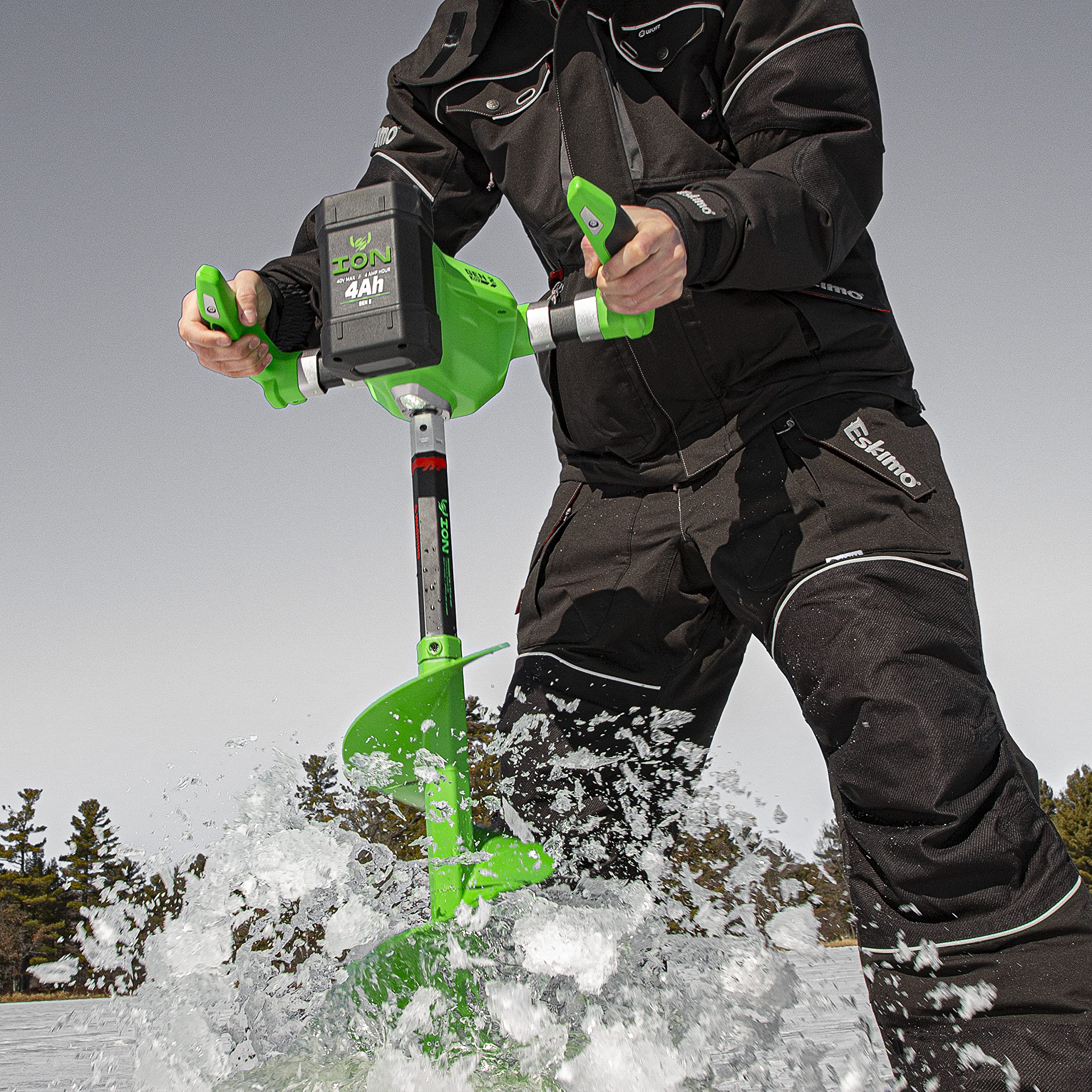 Ion G2 10" Electric Power Ice Fishing Auger with Two High Performance 4Ah 40V MAX Gen 2 Lithium Batteries