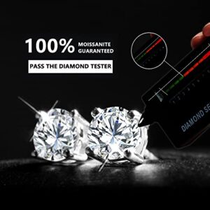 1CT Moissanite Stud Earrings 925 Sterling Silver G H Color Brilliant Round Lab Created Diamond Stud Earrings with Safety Backs for Women Girls with Certificate of Authenticity