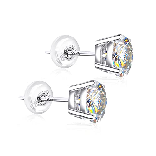 1CT Moissanite Stud Earrings 925 Sterling Silver G H Color Brilliant Round Lab Created Diamond Stud Earrings with Safety Backs for Women Girls with Certificate of Authenticity