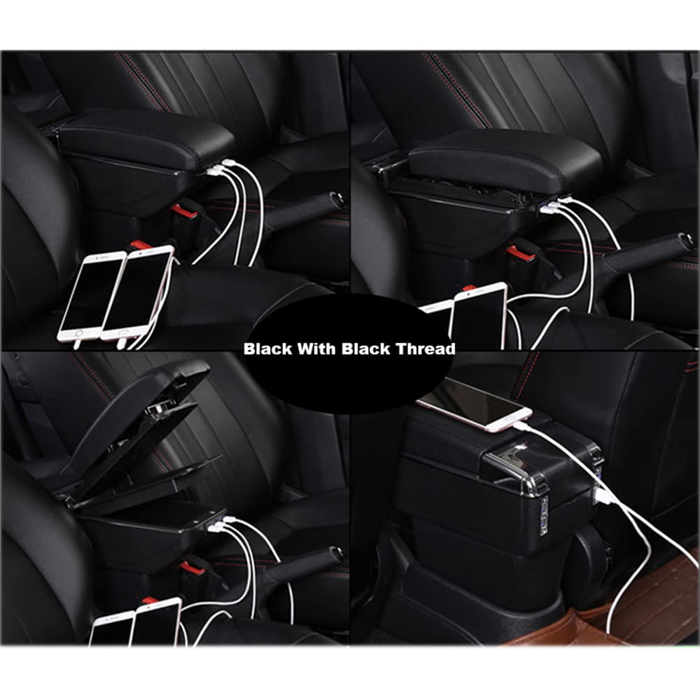 YJYWZH Armrest Box for Ford Fiesta 3 MK7 Armrest Box Double Layer Car Interior Storage Center Console with 7 USB Port Insert Accessories Black Car Styling