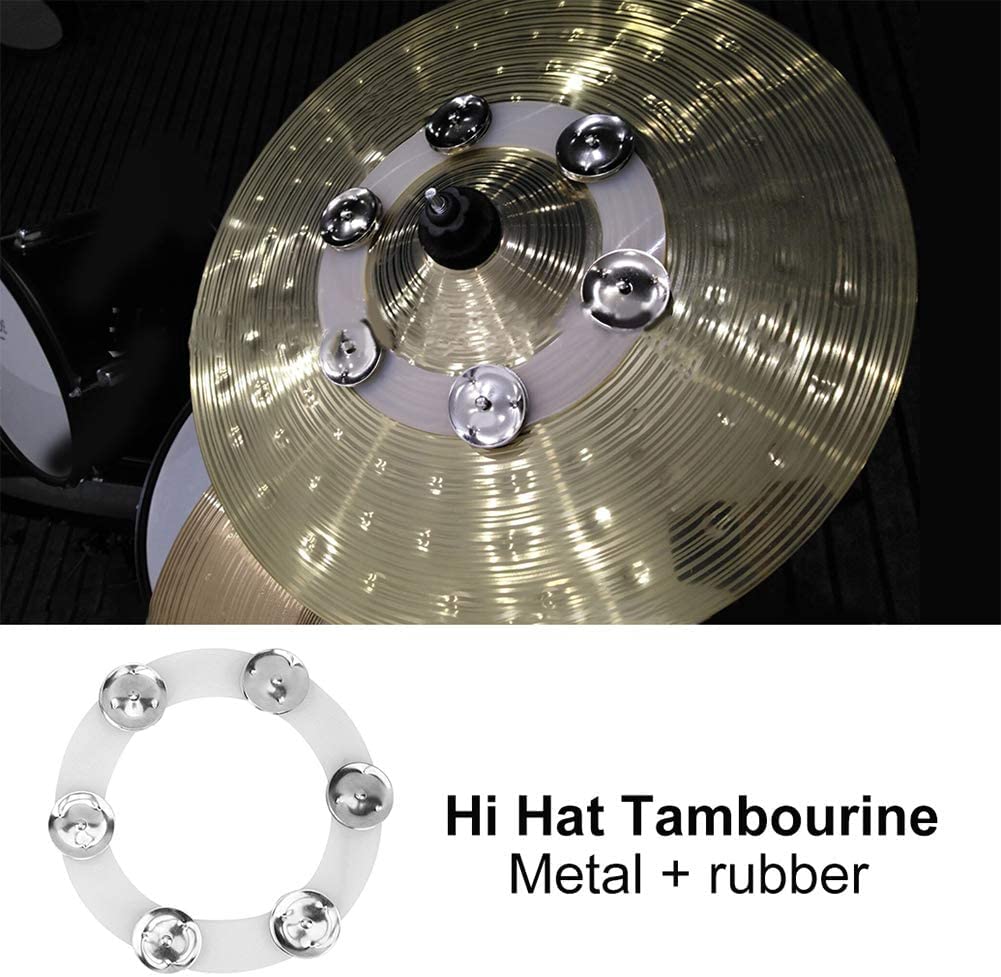 TUOREN 6" Cymbals Ching Ring Mountable Hi-Hat Tambourine with 6 Steel Jingles for Hi Hats, Crashes, Effects Cymbal, Stacks