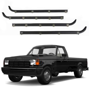 fomiuzy front inner & outer window molding sweep felt trim seal weatherstrip kit compatible with ford f150 f250 f350 bronco 1987-1997 replaces e7tz1521452a e7tz1521453a f2tz1521456a f2tz1521457a（4pc）