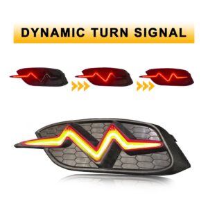 ATDK GROUP LED Rear Bumper Light For 2016 2017 2018 2019 2020 2021 Honda Civic LX EX Touring Sedan Tail Bumper Break & Fog Lights With Dynamic Sequential Turn Signal(Black Lens)