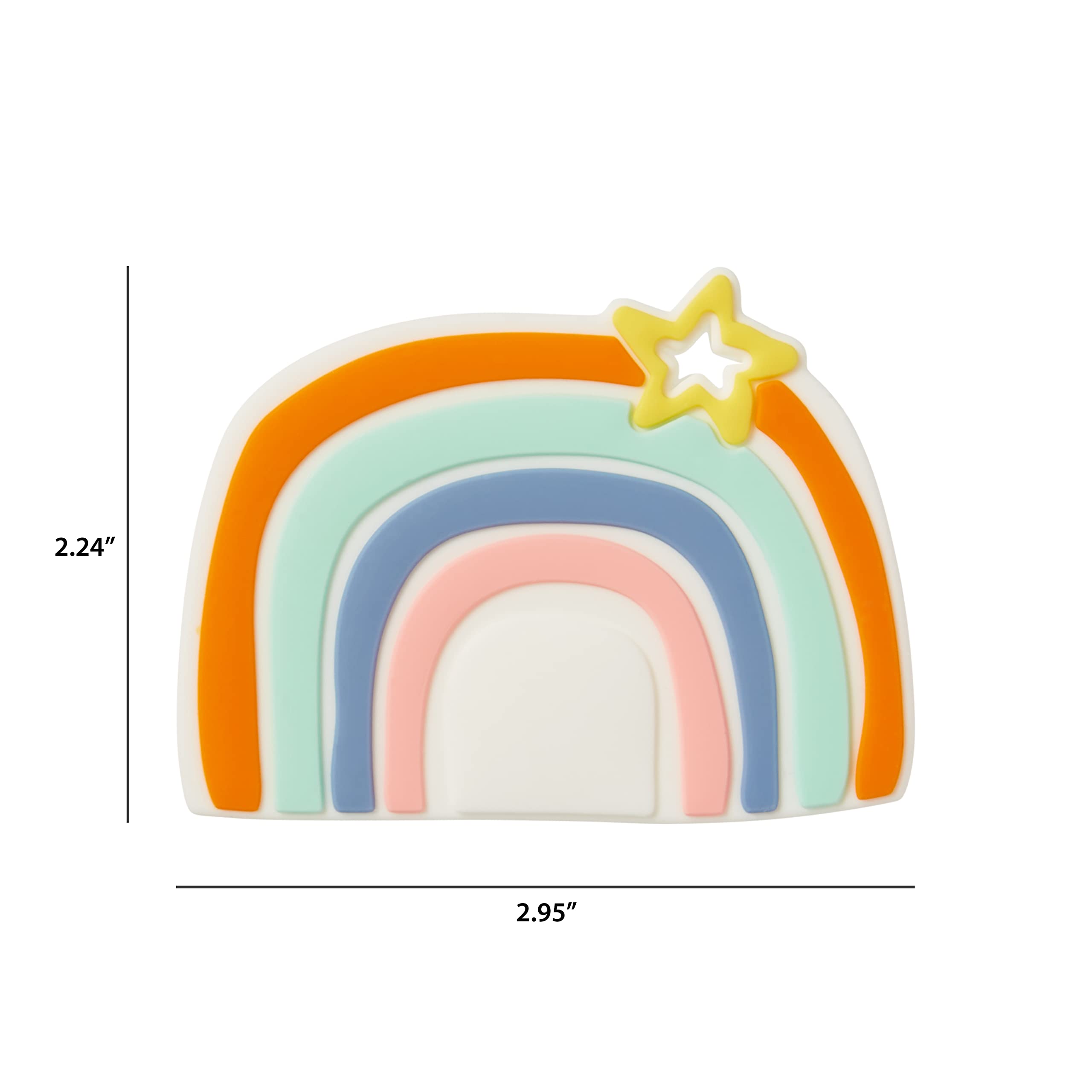 C.R. Gibson BTEE-24547 Colorful Rainbow 100% Food Grade Silicone Teether for Babies, 2.9" W x 2.2" L, Multicolor